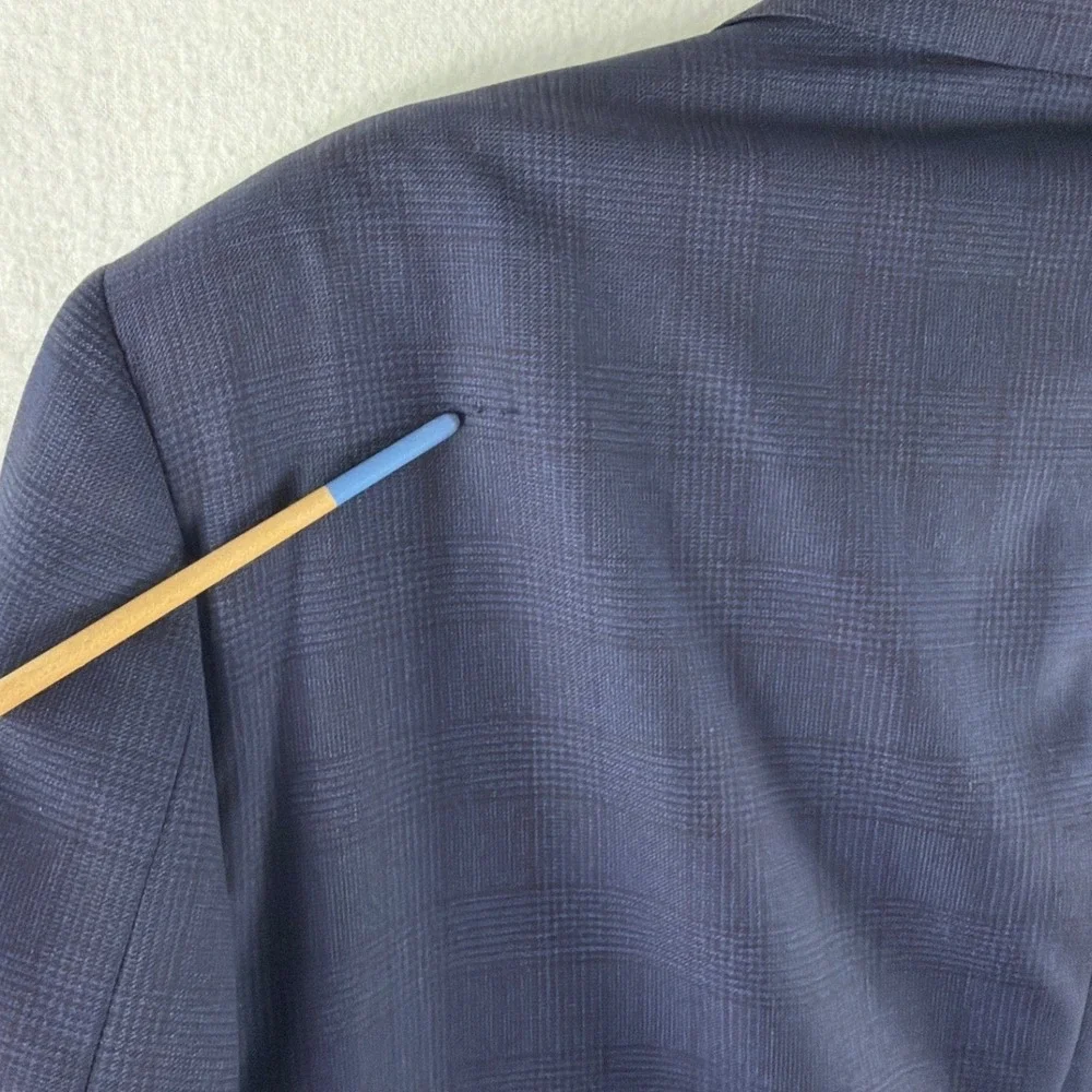 Ralph Lauren‎ Purple Label Mens 44R Blue Glen Plaid Wool Blazer Sport Coat Italy